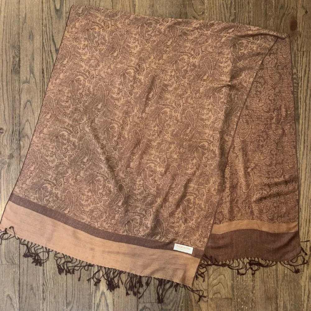 Pashmina Jacquard Paisley Double-Sided Two Tone Shawl Wrap Vintage Scarf